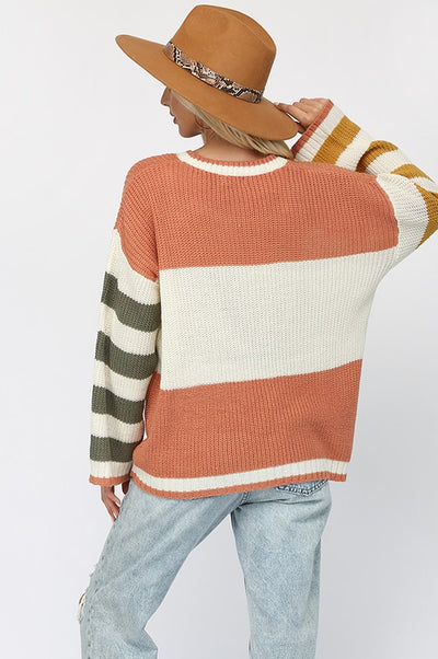 Essie Clay Striped Sweater-Sweater-Emporium B, Women's Online Fashion Boutique in Colman, South Dakota