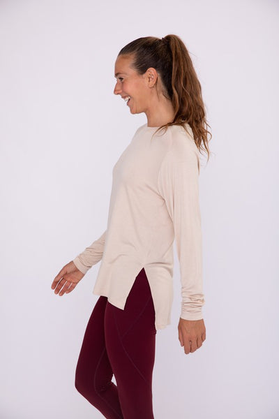 Fargo Basic Long Sleeve - Beige-fashion top-Emporium B, Women's Online Fashion Boutique in Colman, South Dakota
