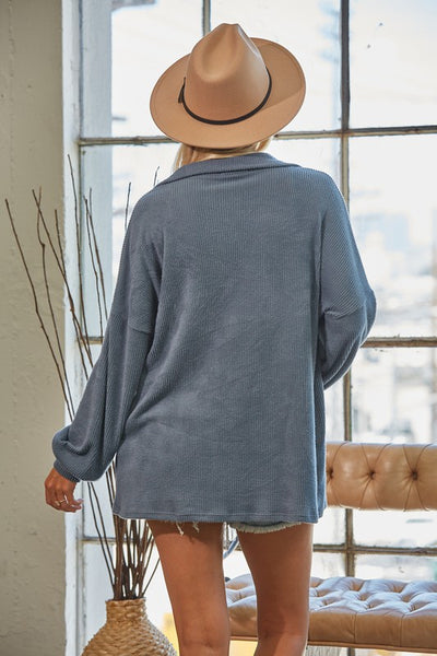 Delta Blue Brushed Shacket-shacket-Emporium B, Women's Online Fashion Boutique in Colman, South Dakota