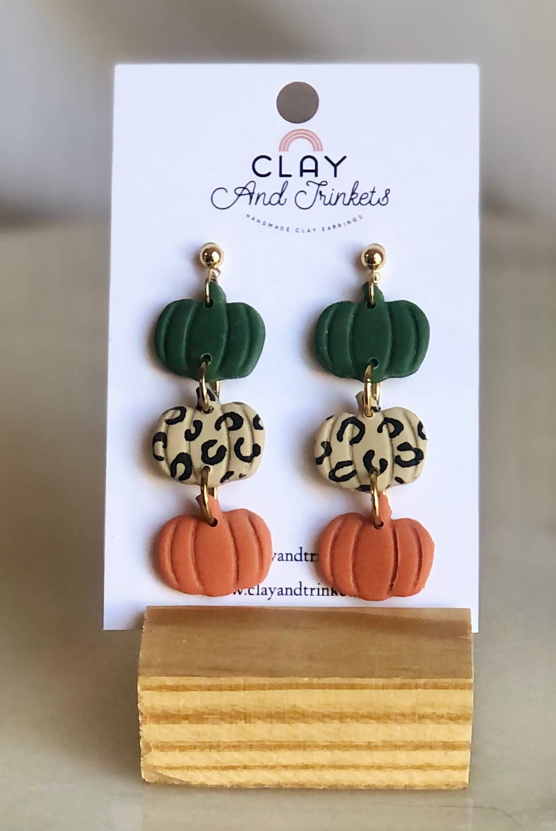 Pumpkin Cheetah Trio Clay Earrings-earrings-Emporium B, Women's Online Fashion Boutique in Colman, South Dakota