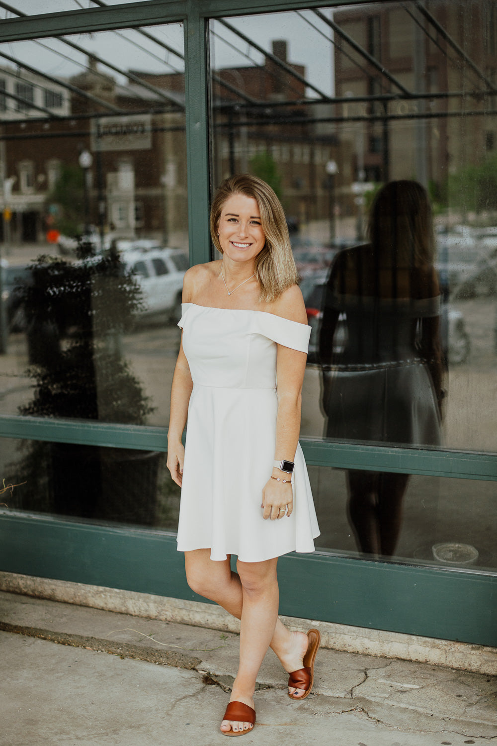 Marley Ivory Off-Shoulder Dress-Dress-Emporium B, Women's Online Fashion Boutique in Colman, South Dakota