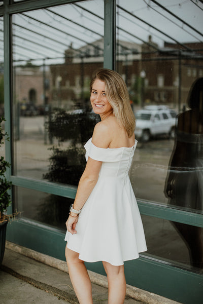 Marley Ivory Off-Shoulder Dress-Dress-Emporium B, Women's Online Fashion Boutique in Colman, South Dakota
