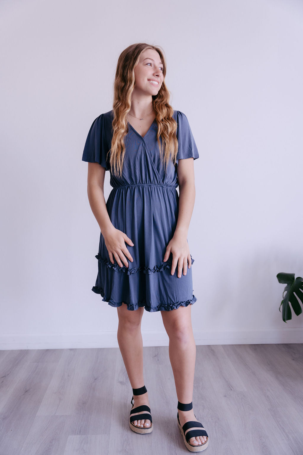 Jordi Blue Ruffle Dress-mini dress-Emporium B, Women's Online Fashion Boutique in Colman, South Dakota