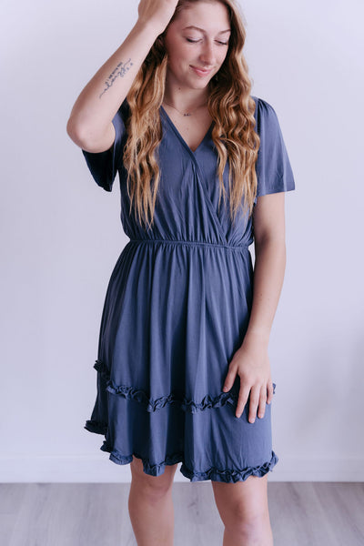 Jordi Blue Ruffle Dress-mini dress-Emporium B, Women's Online Fashion Boutique in Colman, South Dakota