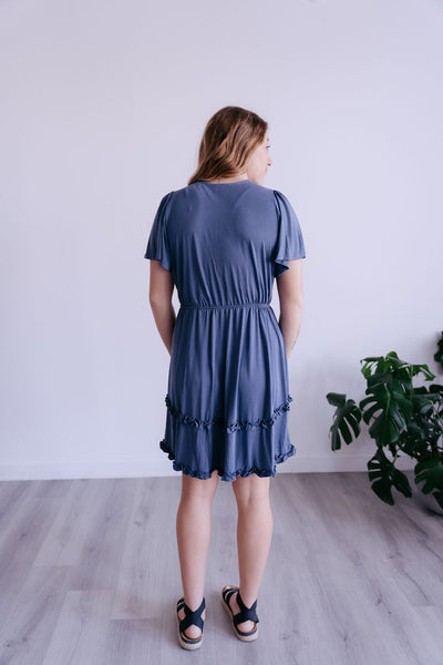 Jordi Blue Ruffle Dress-mini dress-Emporium B, Women's Online Fashion Boutique in Colman, South Dakota