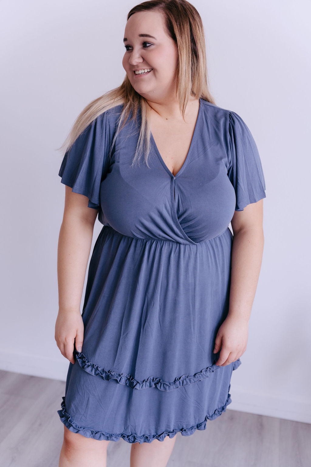 Jordi Blue Ruffle Dress-mini dress-Emporium B, Women's Online Fashion Boutique in Colman, South Dakota