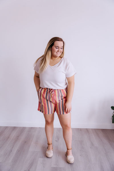 Steph Striped Shorts-shorts-Emporium B, Women's Online Fashion Boutique in Colman, South Dakota
