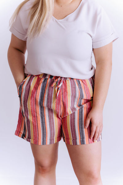 Steph Striped Shorts-shorts-Emporium B, Women's Online Fashion Boutique in Colman, South Dakota