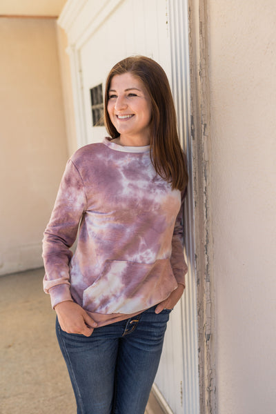 Linden Tie Dye Crewneck Sweater-Sweater-Emporium B, Women's Online Fashion Boutique in Colman, South Dakota