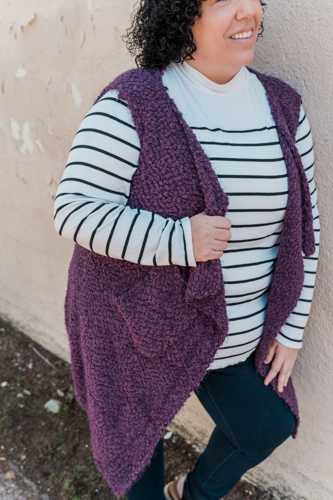 Madeline Sherpa Vest - Purple-vest-Emporium B, Women's Online Fashion Boutique in Colman, South Dakota