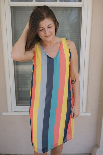 Helix Multi Stripe Dress-mini dress-Emporium B, Women's Online Fashion Boutique in Colman, South Dakota