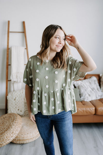 Lettie Olive Swiss Dot Top-fashion top-Emporium B, Women's Online Fashion Boutique in Colman, South Dakota