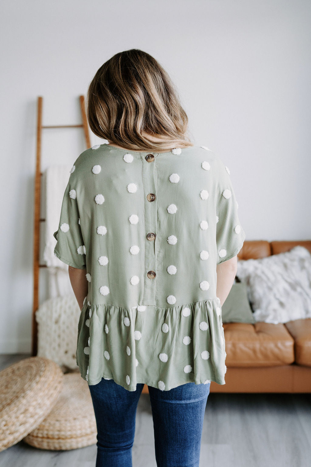 Lettie Olive Swiss Dot Top-fashion top-Emporium B, Women's Online Fashion Boutique in Colman, South Dakota