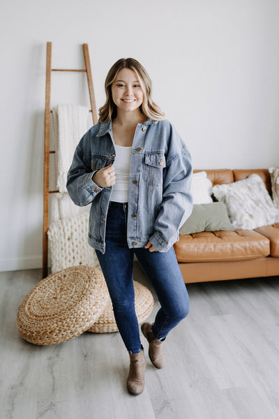 Tessa Medium Wash Denim Jacket-jacket-Emporium B, Women's Online Fashion Boutique in Colman, South Dakota