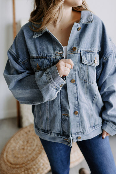 Tessa Medium Wash Denim Jacket-jacket-Emporium B, Women's Online Fashion Boutique in Colman, South Dakota
