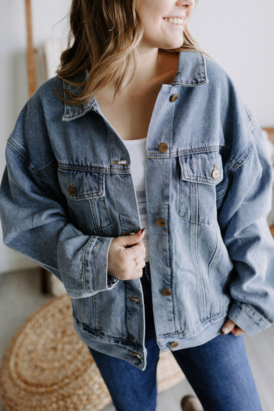 Tessa Medium Wash Denim Jacket-jacket-Emporium B, Women's Online Fashion Boutique in Colman, South Dakota