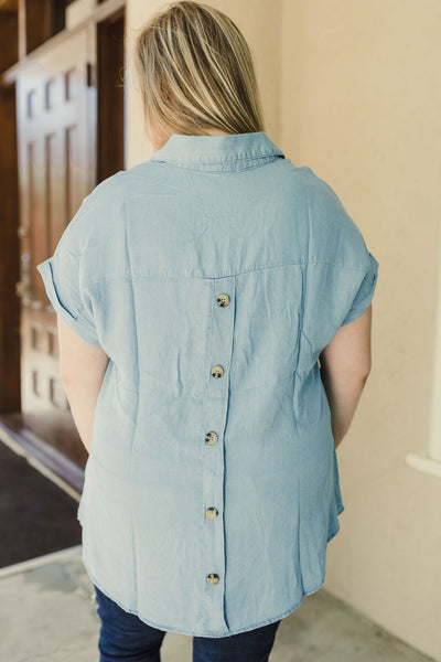 Winona Chambray Button Top-fashion top-Emporium B, Women's Online Fashion Boutique in Colman, South Dakota