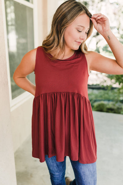 Jay Babydoll Tank - Brick-Tank-Emporium B, Women's Online Fashion Boutique in Colman, South Dakota