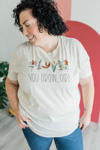 You Grow Girl Flower Graphic Tee-graphic tee-Emporium B, Women's Online Fashion Boutique in Colman, South Dakota