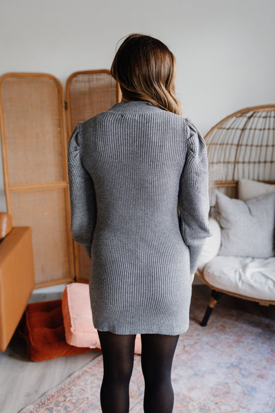 Gracelyn Sweater Dress - Gray-Dress-Emporium B, Women's Online Fashion Boutique in Colman, South Dakota