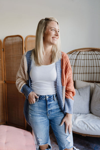 Whitney Colorblock Cardigan-Cardigan-Emporium B, Women's Online Fashion Boutique in Colman, South Dakota