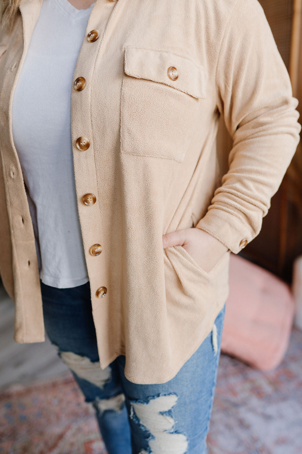 Ruthie Fleece Button Down Shacket-jacket-Emporium B, Women's Online Fashion Boutique in Colman, South Dakota