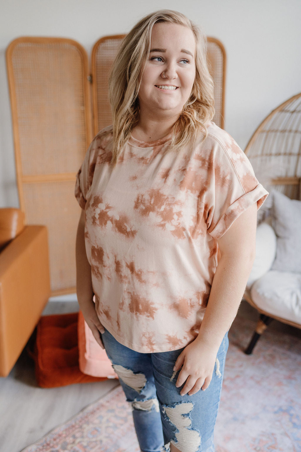 Lyndy Marsala Tie Dye Top-fashion top-Emporium B, Women's Online Fashion Boutique in Colman, South Dakota