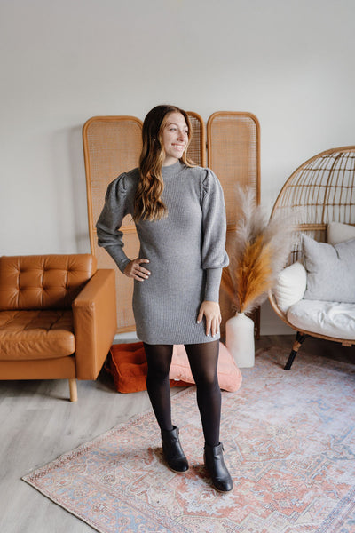 Gracelyn Sweater Dress - Gray-Dress-Emporium B, Women's Online Fashion Boutique in Colman, South Dakota