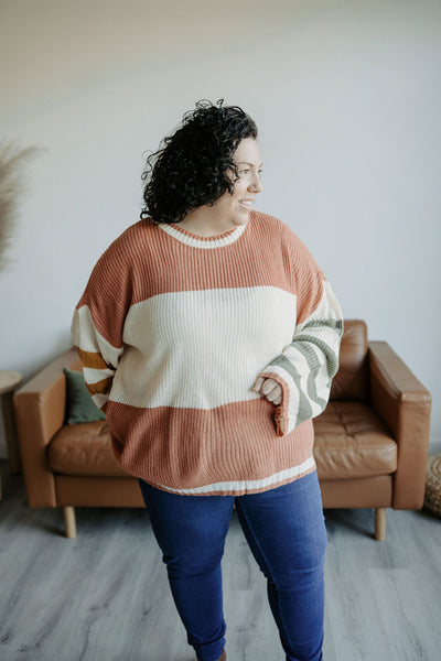 Essie Clay Striped Sweater-Sweater-Emporium B, Women's Online Fashion Boutique in Colman, South Dakota