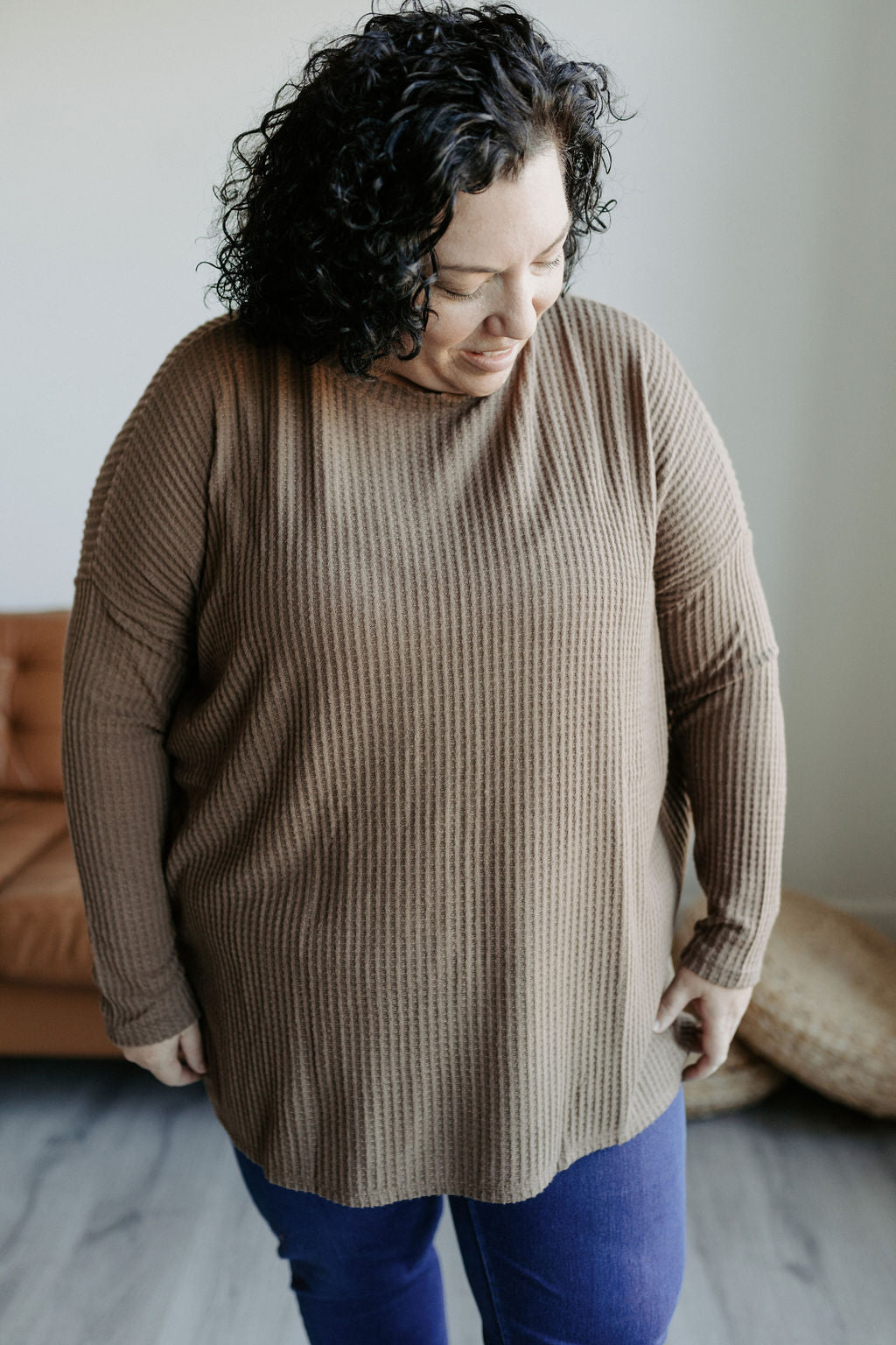 Clara Brown Waffle Knit Tunic-fashion top-Emporium B, Women's Online Fashion Boutique in Colman, South Dakota