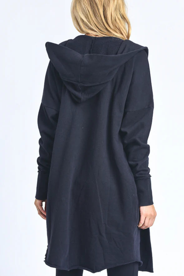 Mono B Long Hooded Cardigan- Black-Sweater-Emporium B, Women's Online Fashion Boutique in Colman, South Dakota