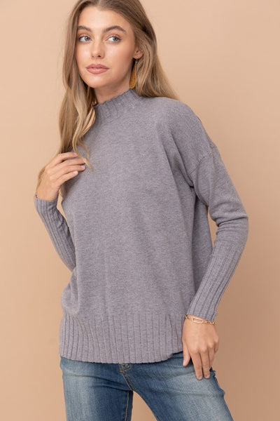Josten Charcoal High Neck Sweater-Sweater-Emporium B, Women's Online Fashion Boutique in Colman, South Dakota
